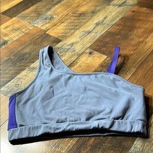 Gymshark Asymmetric Sports Bra Smokey Gray Black Light Support Size S No Pads